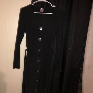 Long black dress with buttons